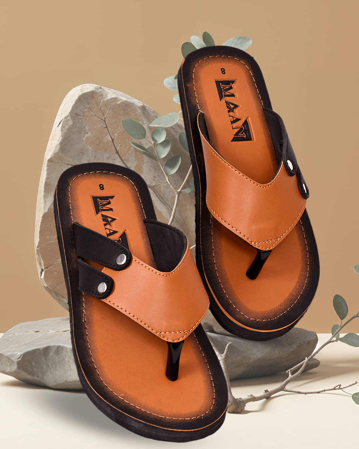 MAAN Orange Men's Thong Flip Flop