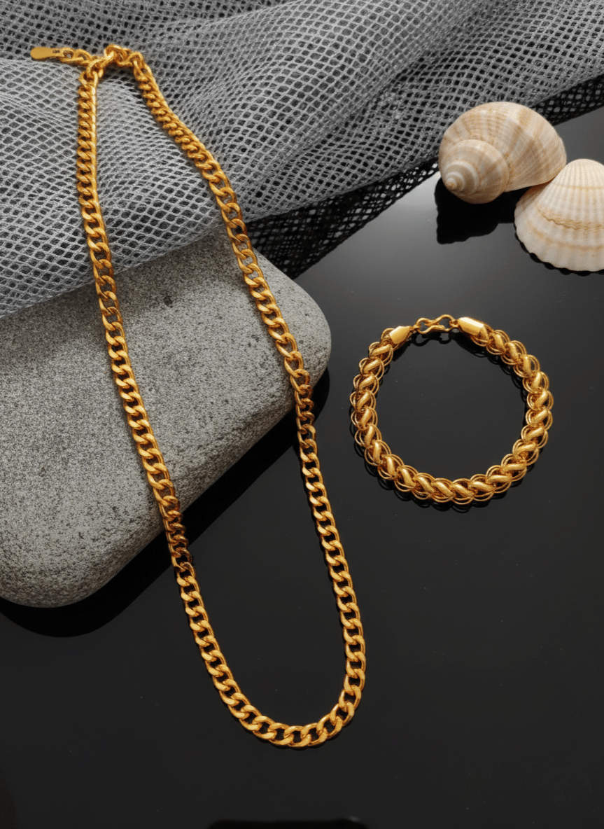 MGSV Gold Plated Brass Chain ( Pack of 2 )