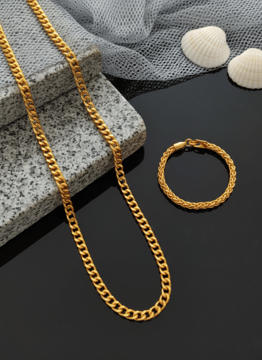 MGSV Gold Plated Brass Chain ( Pack of 2 )