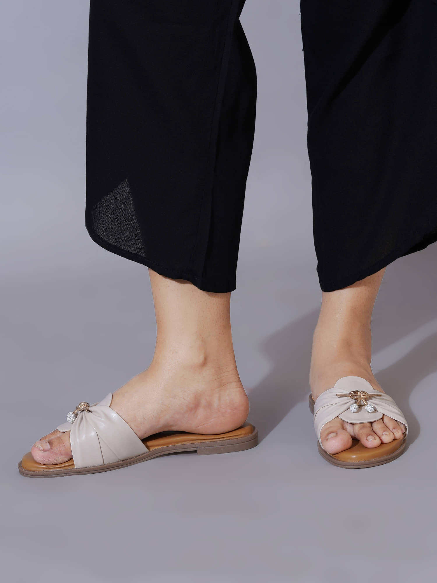 NZS Cream Women's Open Toe Flats