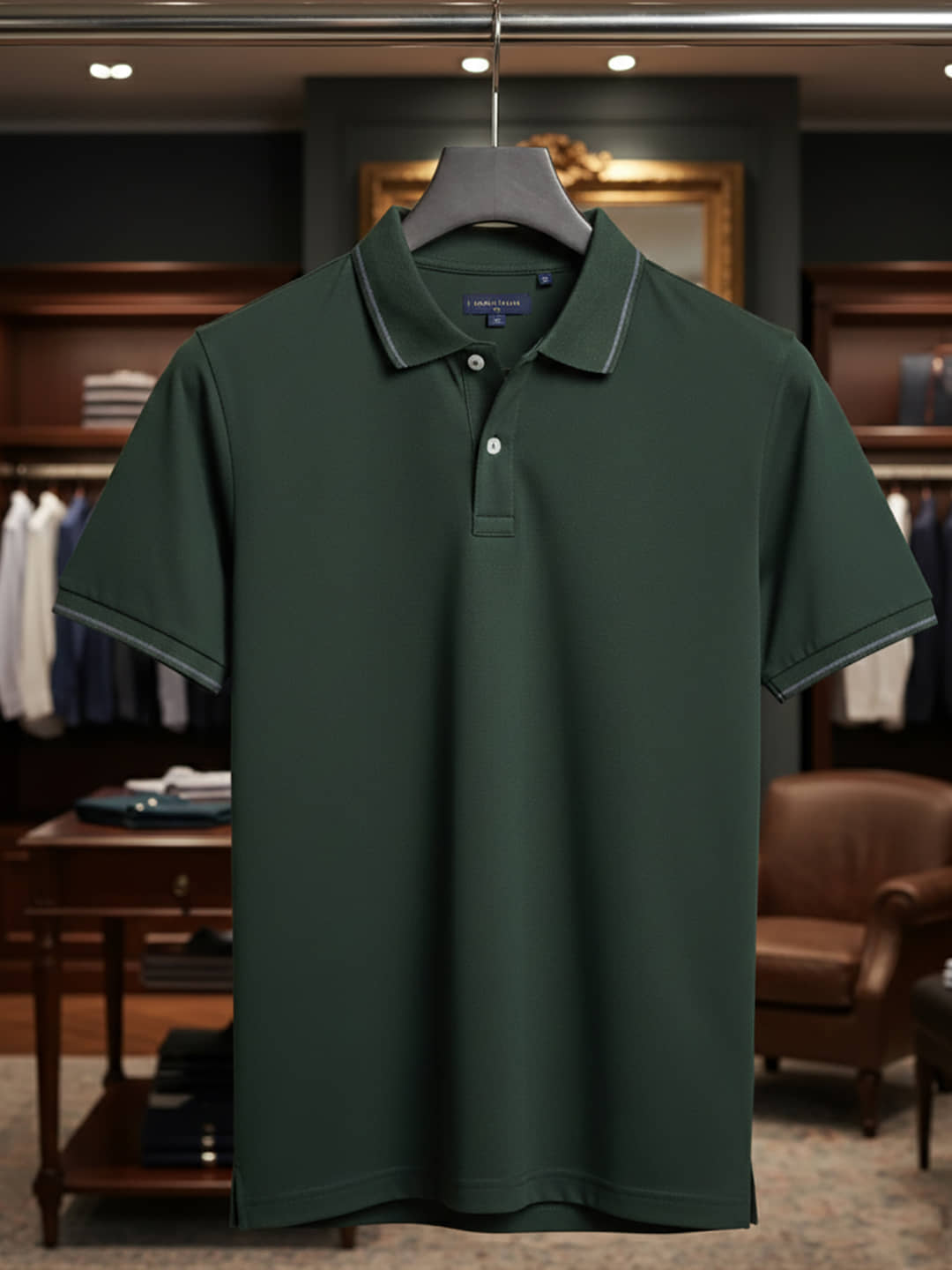 Riss Men Cotton Blend Regular Fit Solid Polo T Shirt ( Dark Green )