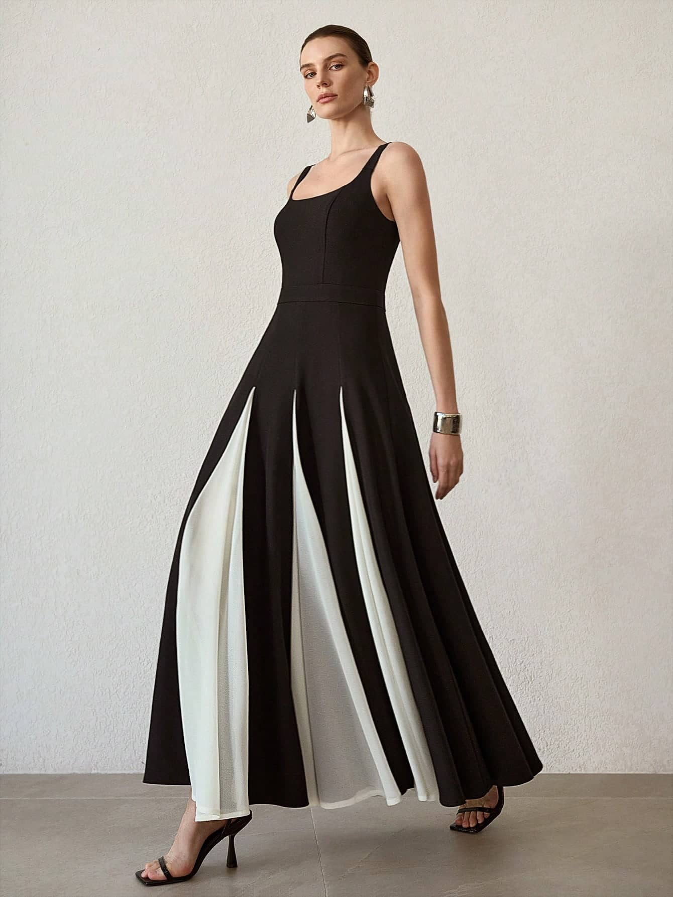 Sheetal associates Women Polyester Colorblock Fit & Flare Dress ( Black )