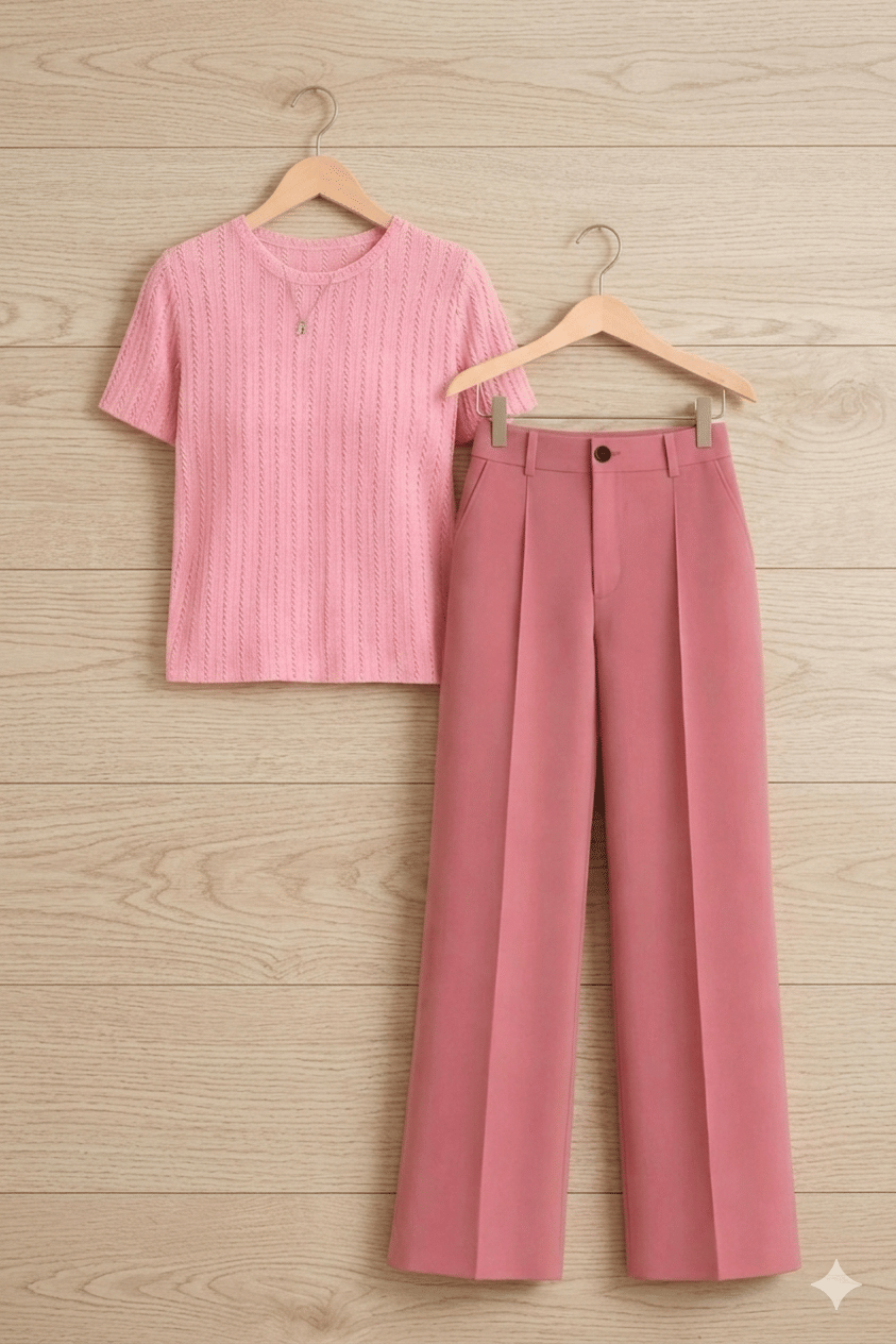 TarrenT HunT Pack of 1 Girls Cotton Blend T-shirt & Pants ( Pink )