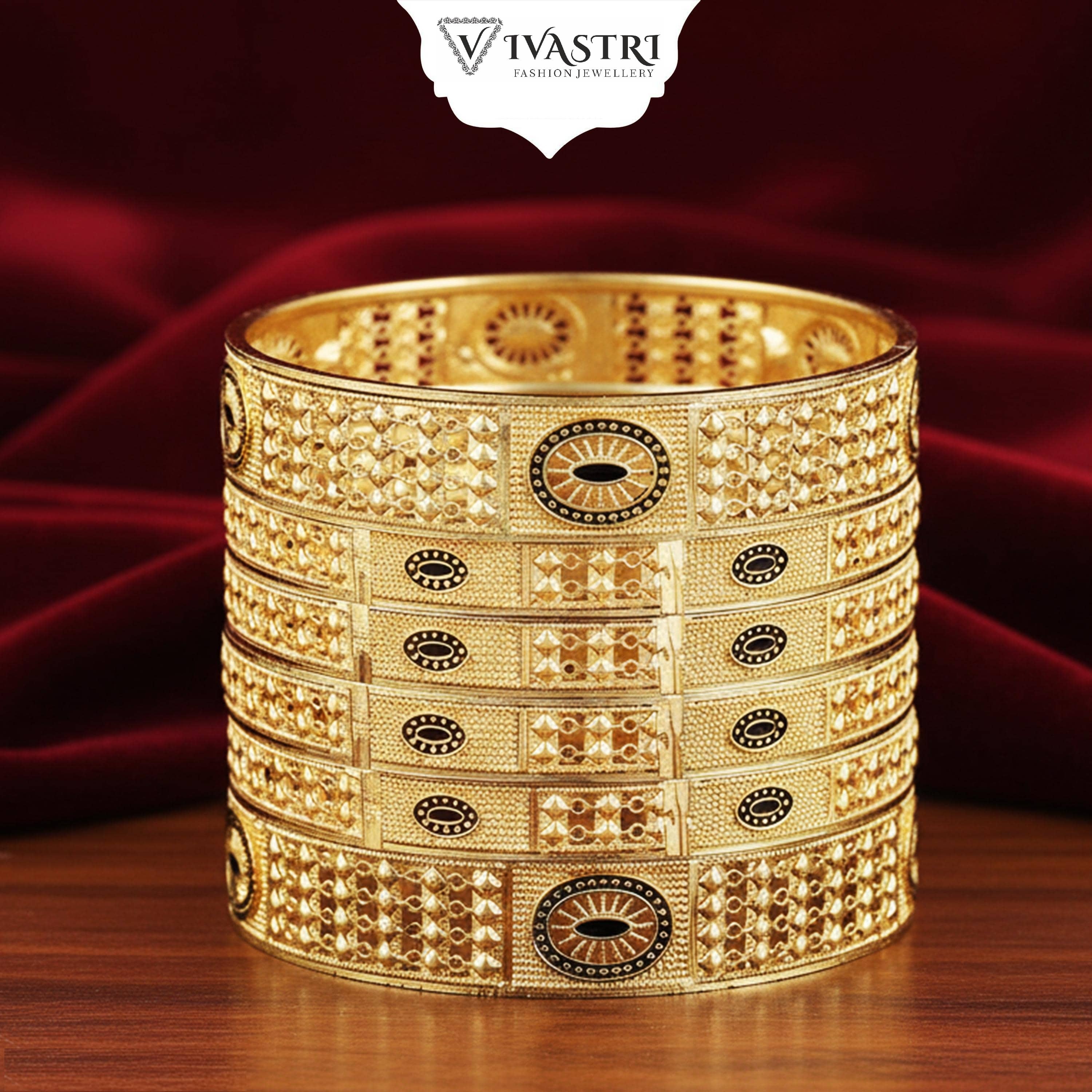 VIVASTRI Gold Bangle Set ( Pack of 4 )