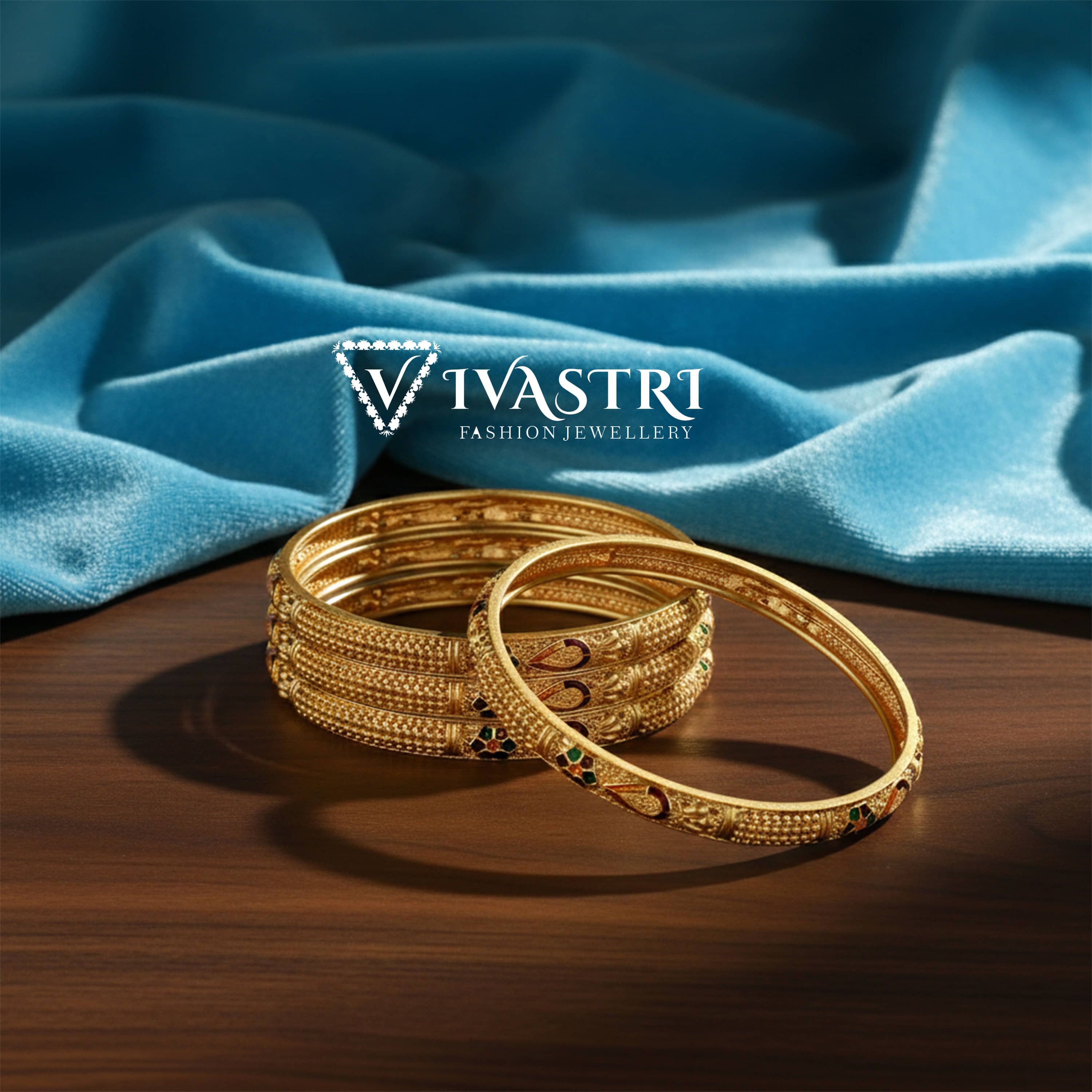 VIVASTRI Gold Bangle Set ( Pack of 4 )