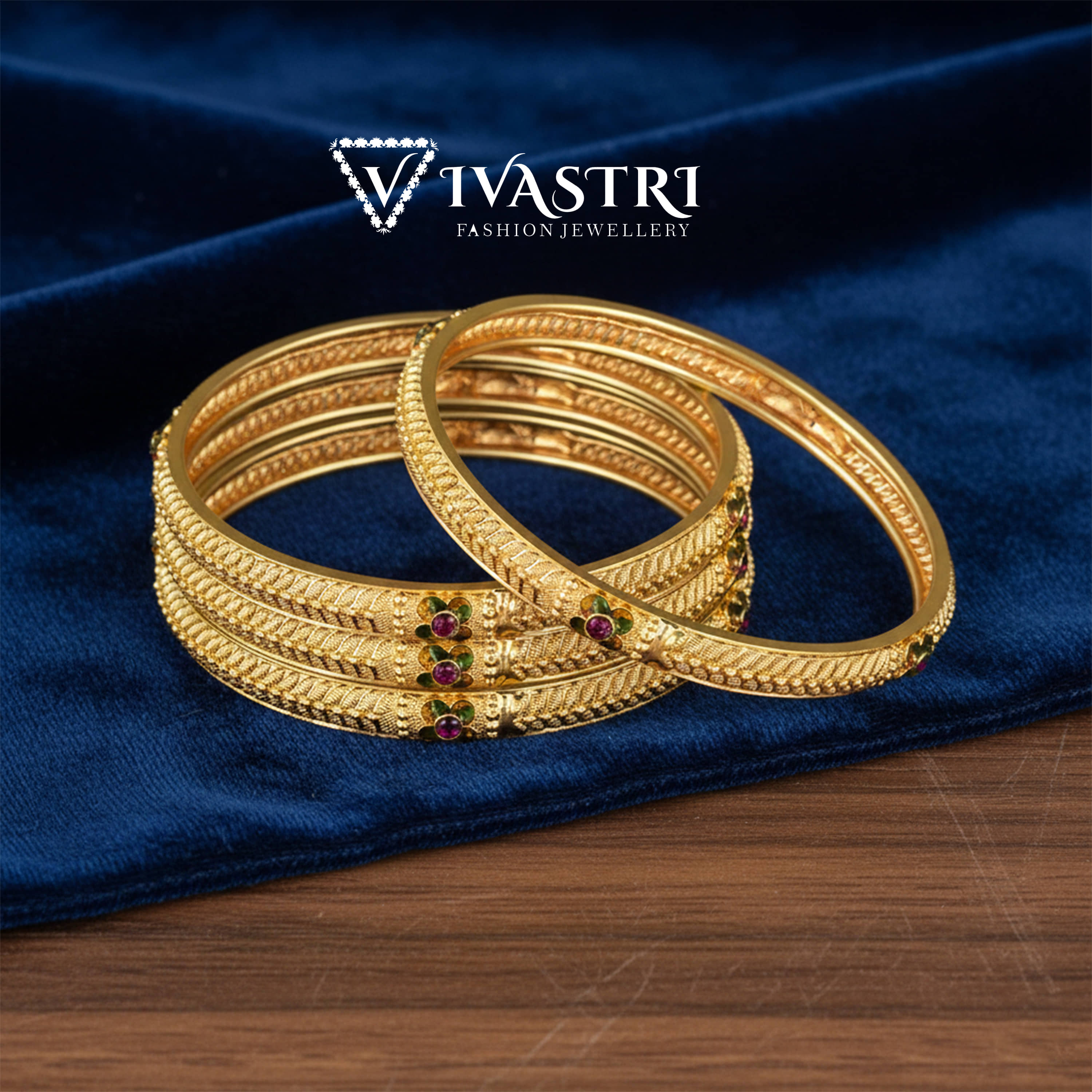 VIVASTRI Gold Bangle Set ( Pack of 4 )
