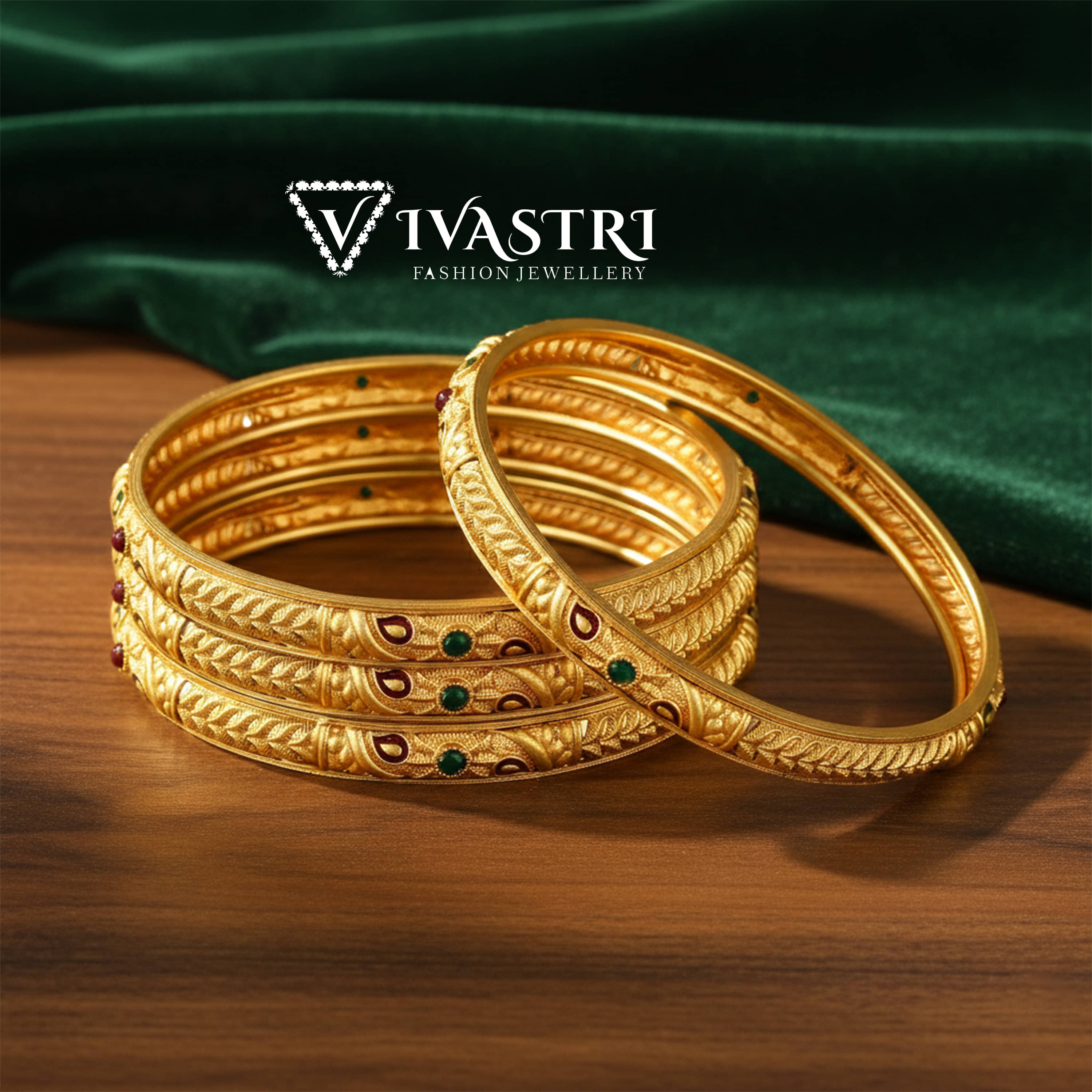 VIVASTRI Gold Bangle Set ( Pack of 4 )