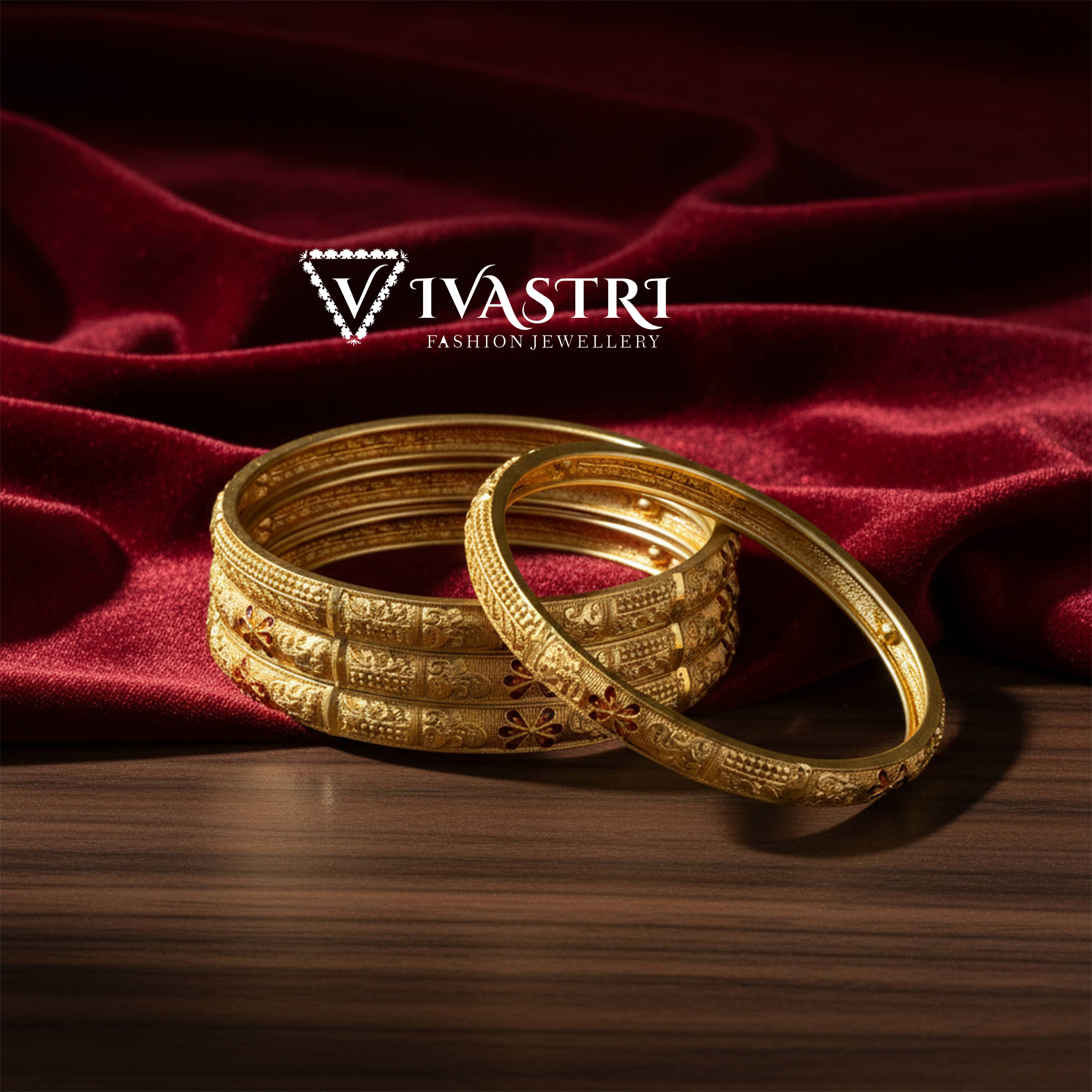 VIVASTRI Gold Bangle Set ( Pack of 4 )