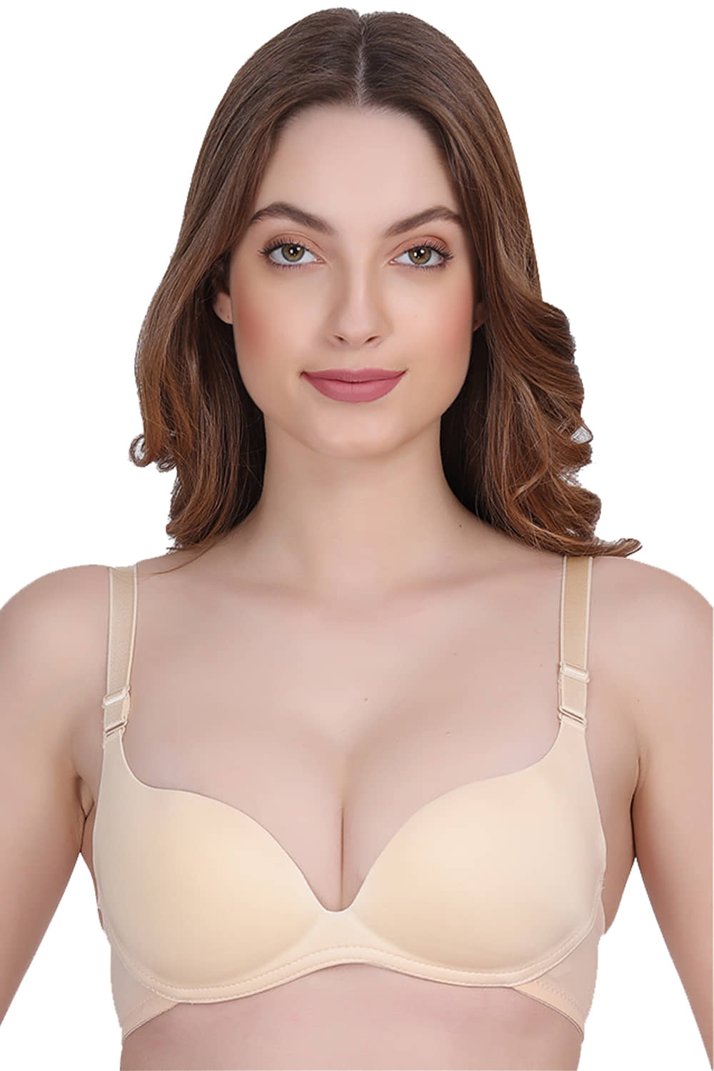 AMOUR SECRET Pack of 1 Nylon Lightly Padded Plunge Bra For Women ( Grey )