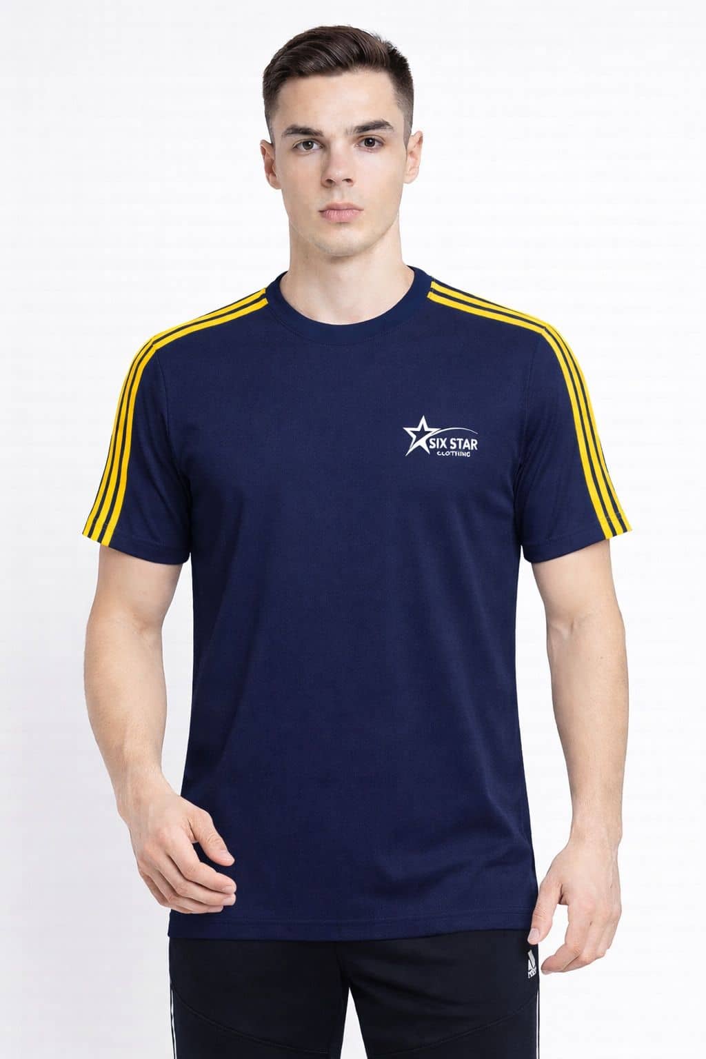Alexender Men Cotton Blend Regular Fit Striped T-Shirt ( Navy Blue )
