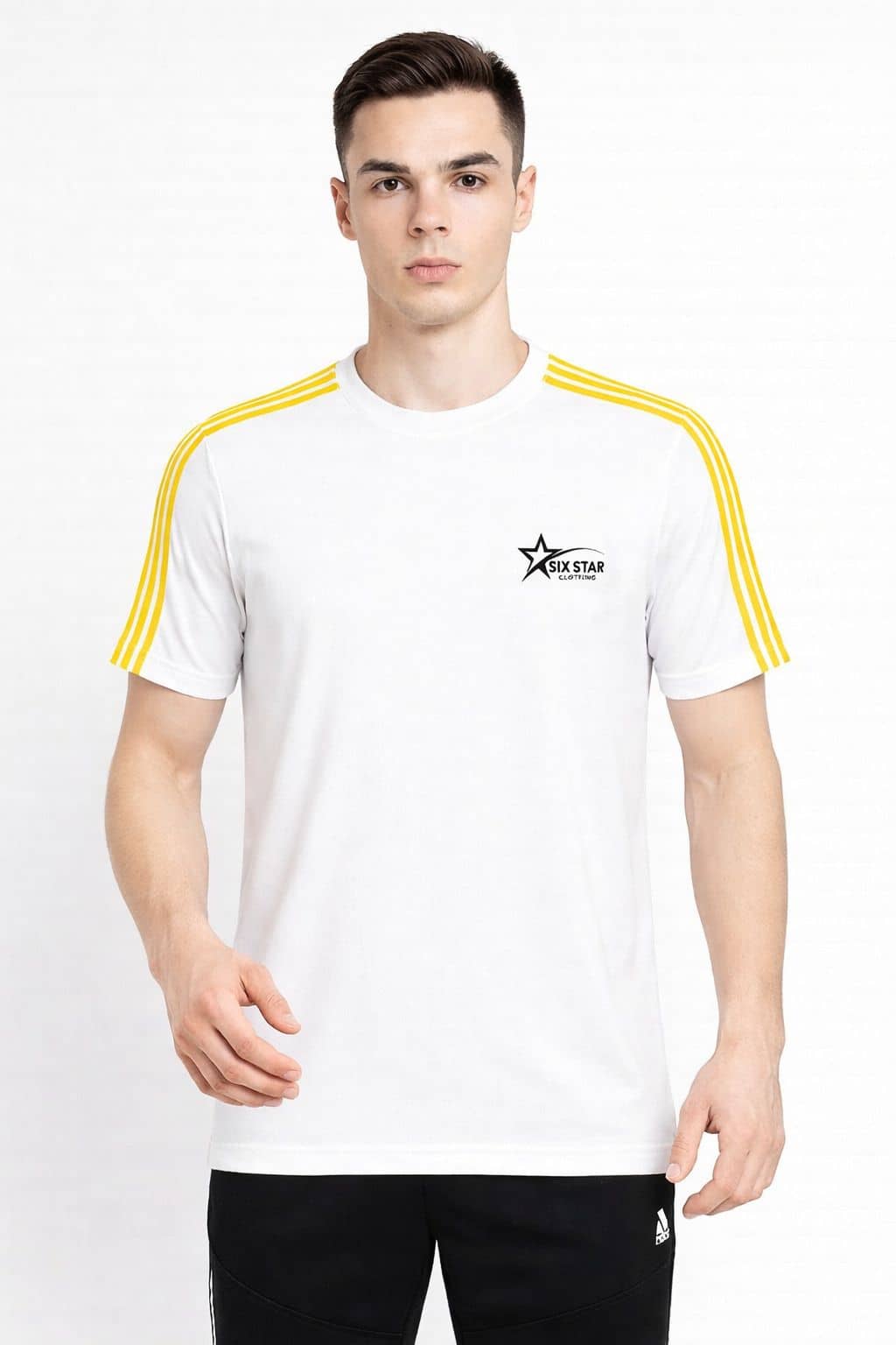 Alexender Men Cotton Blend Regular Fit Striped T-Shirt ( White )