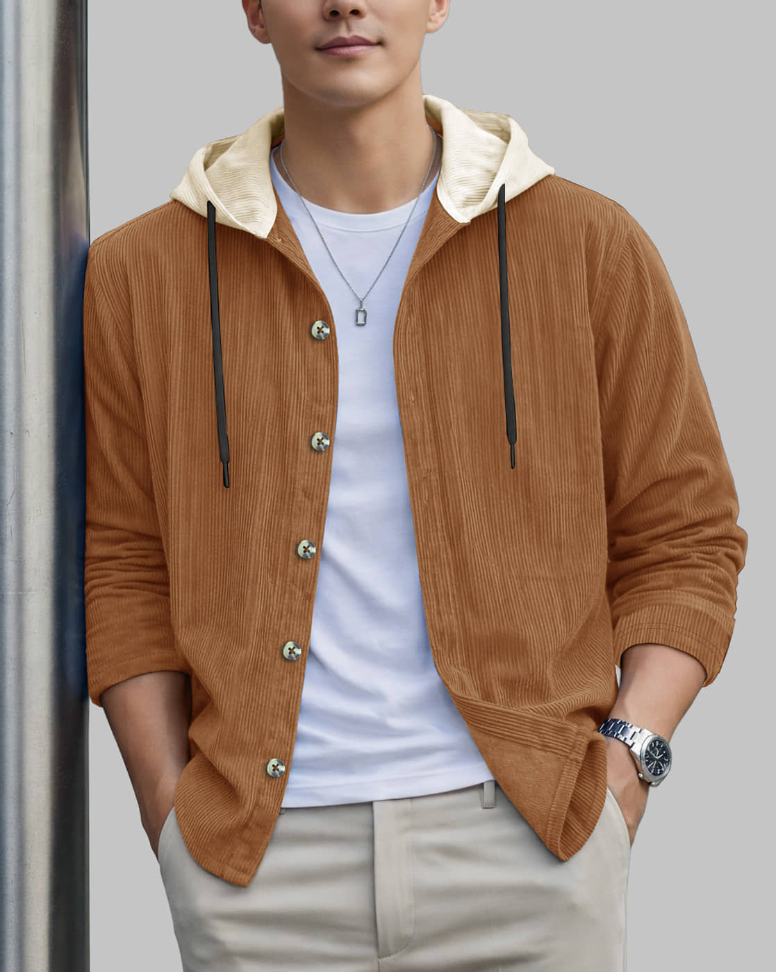 Eyebogler Polyester Hooded Men's Sweatshirt - Khaki ( Pack of 1 )