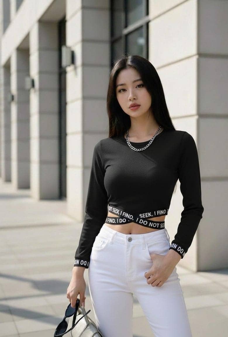 Westchic Women's Cotton Crop Top ( Black )
