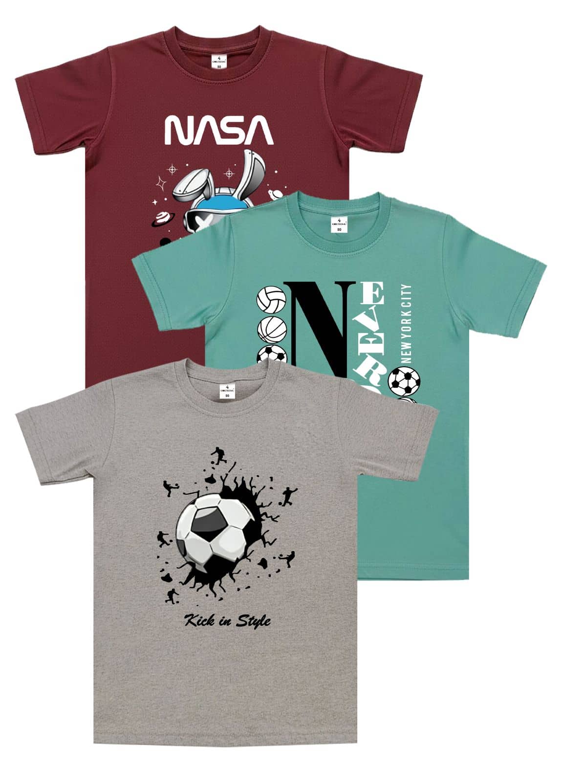 COOLTEES4U Pack of 3 Boys & Girls Cotton T-Shirt ( Multicolor2 )