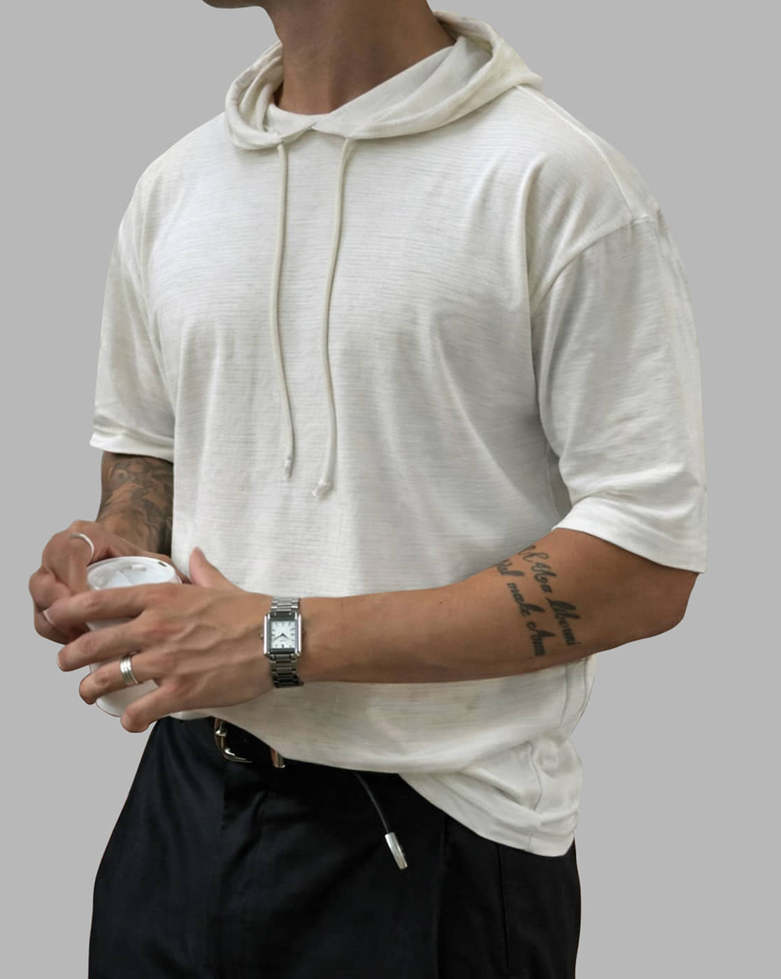 Eyebogler Men Cotton Blend Oversized Fit Solid T-Shirt ( White )