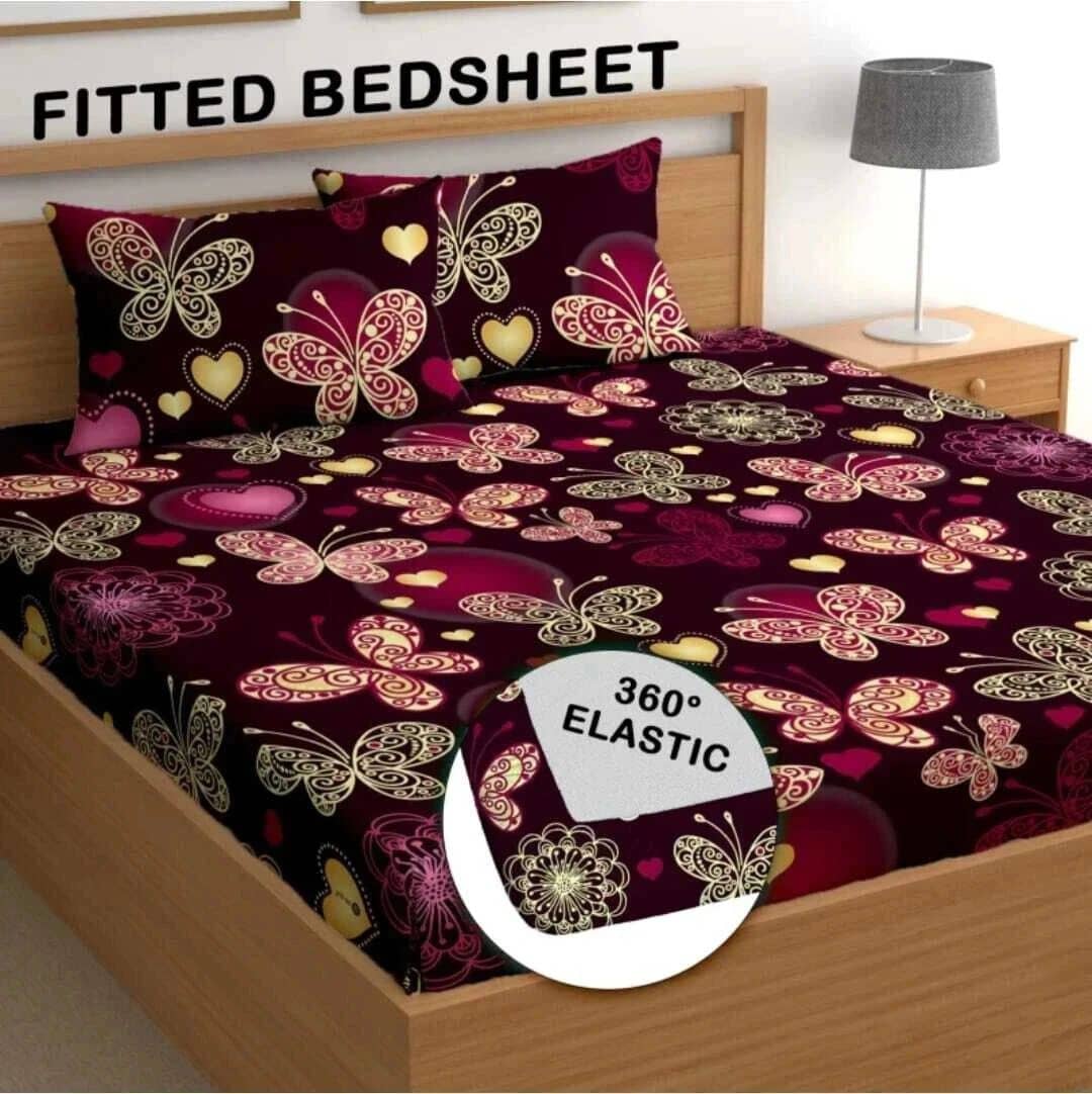 Decent Home Black Cotton 1 Double Bedsheet with 2 Pillow Covers ( 225 cm x 225 cm )