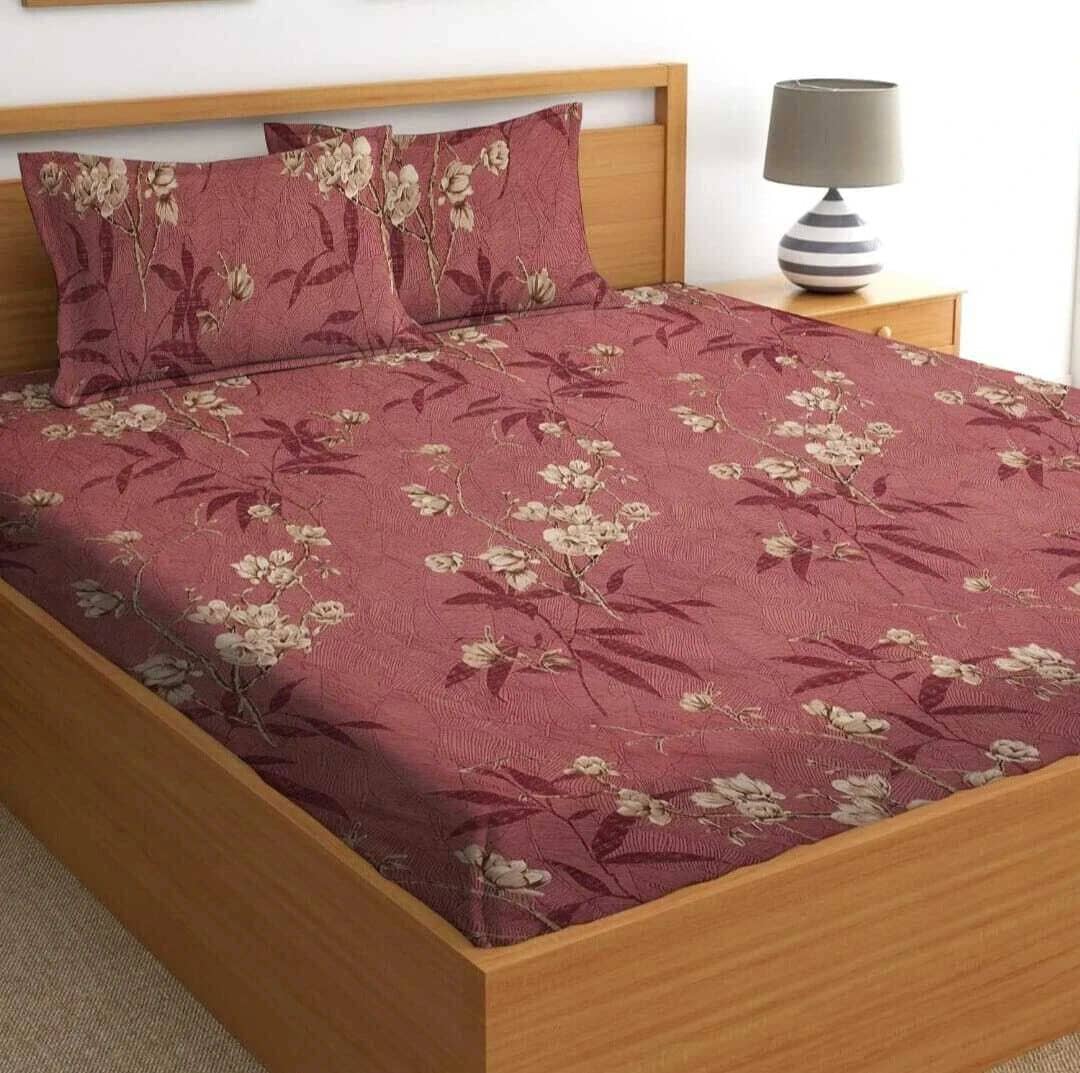 Decent Home Maroon Cotton 1 Double Bedsheet with 2 Pillow Covers ( 225 cm x 225 cm )
