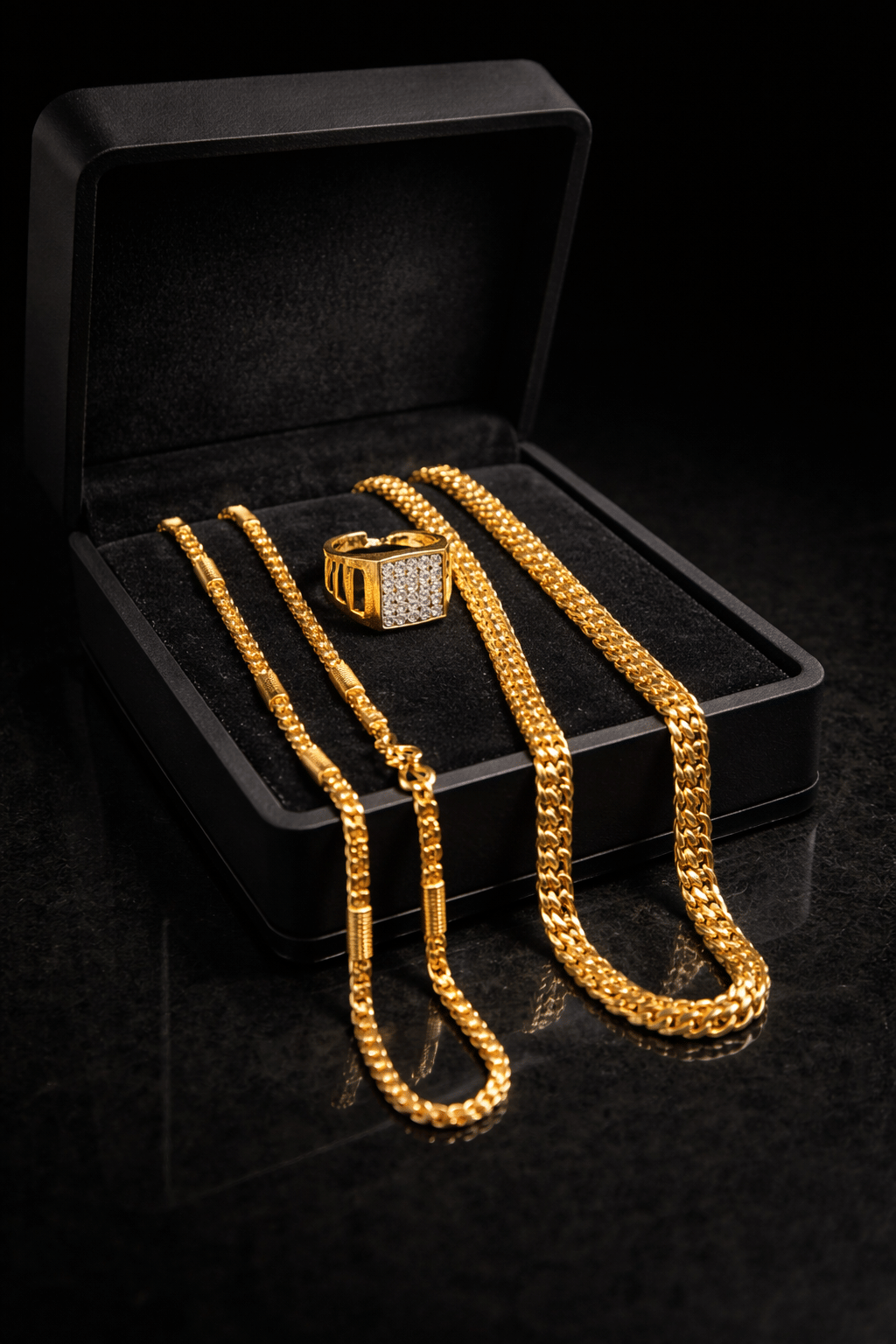 Fadiso Fashion Gold Plated Chains Combo ( Set of 3 )