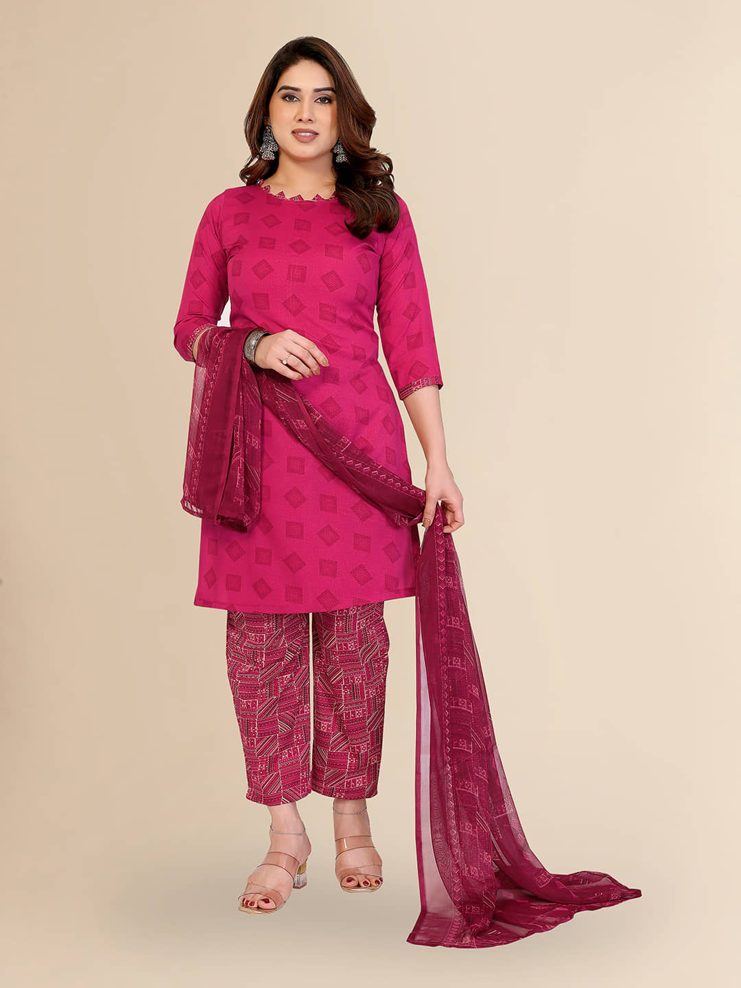Kashvi Sarees Women's Crepe Unstitched Salwar Suit - Unstitched Fabrics | Buy online on ZillyBuy