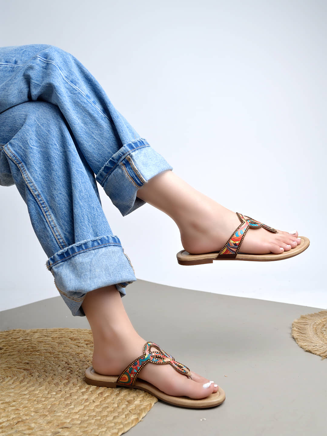 NZS Multi Color Women's Open Toe Flats