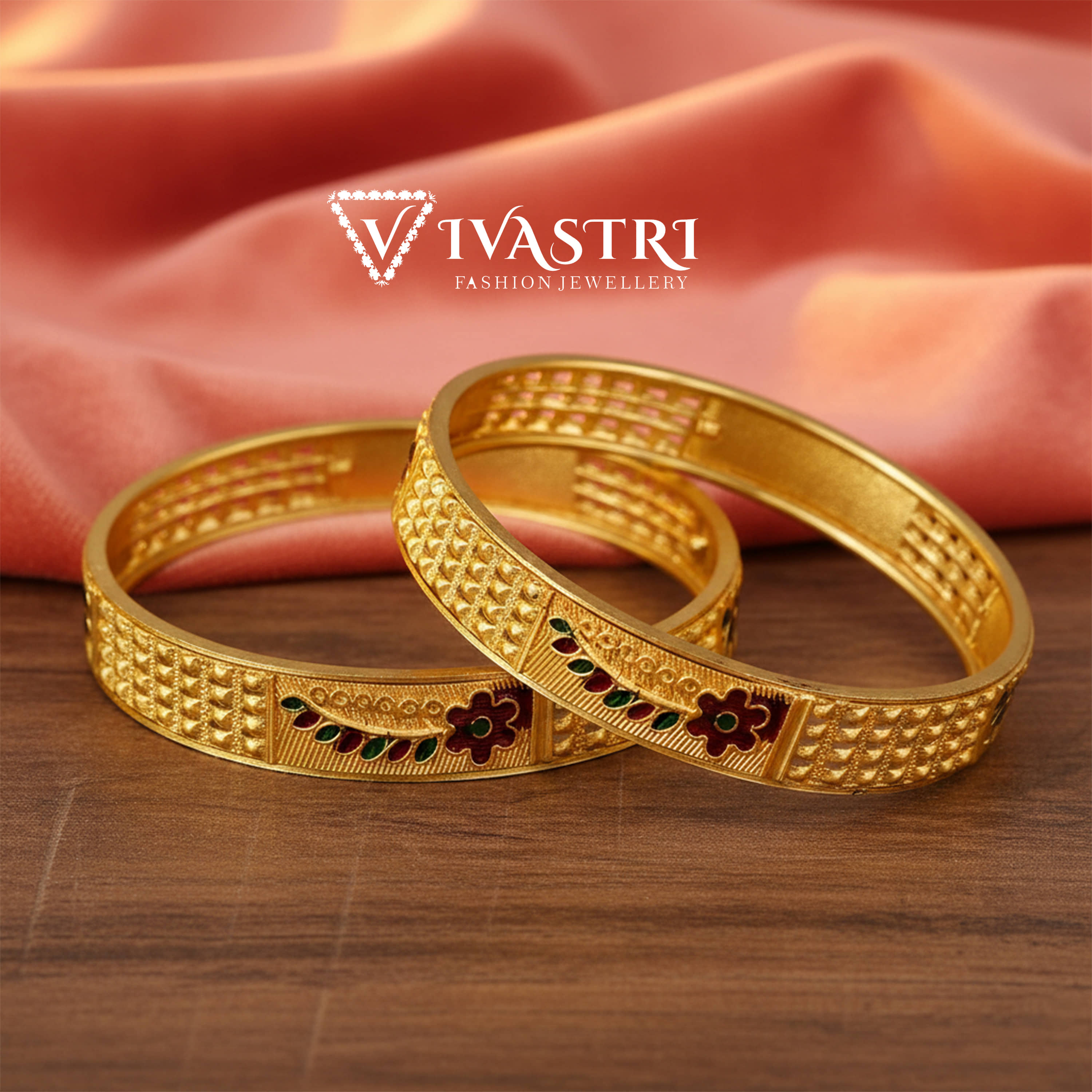VIVASTRI Gold Bangle Set ( Pack of 2 )