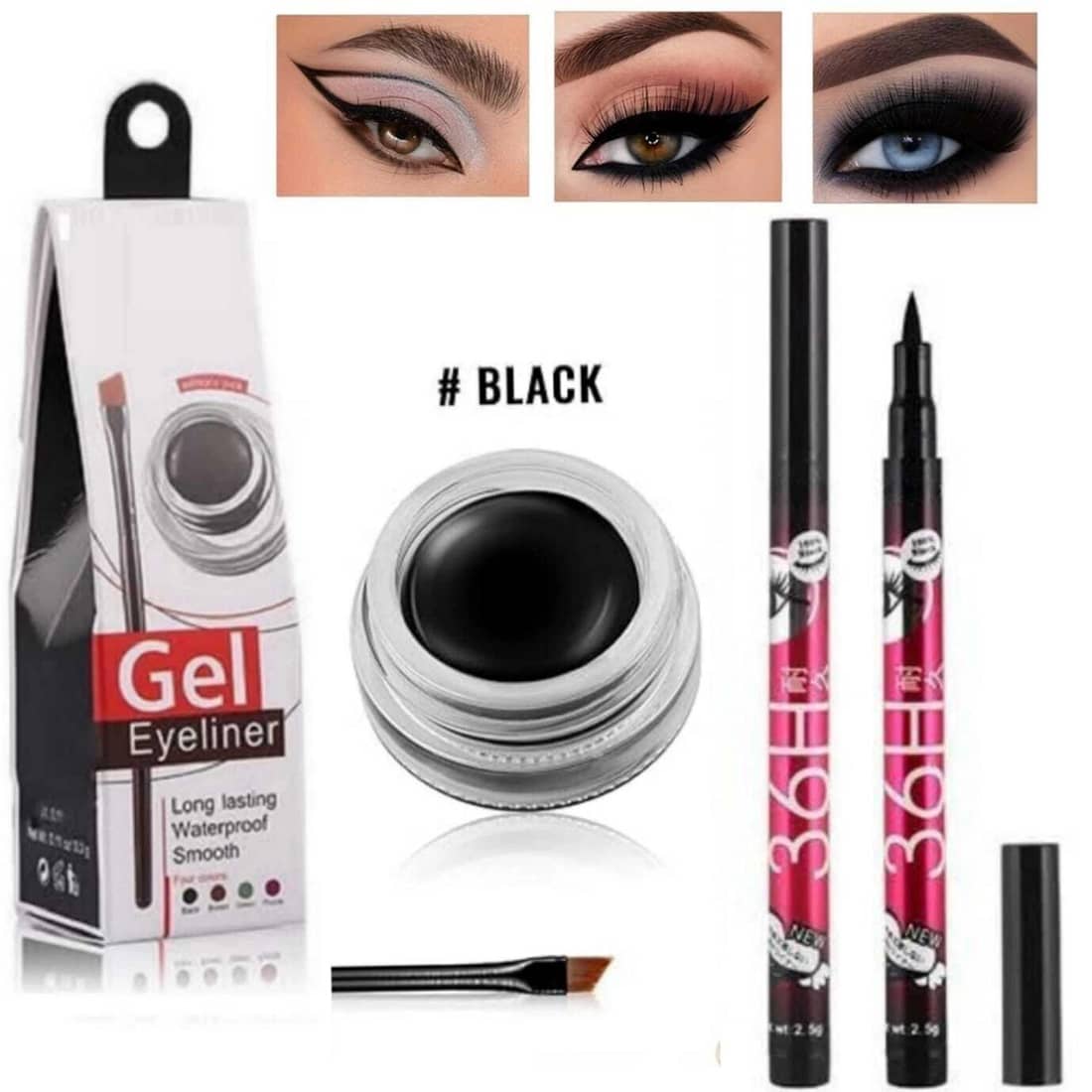 Facejewel Black Natural Kajal 100 g Gel ( Pack of 3 ) - Makeup - Eyes | Buy online on ZillyBuy
