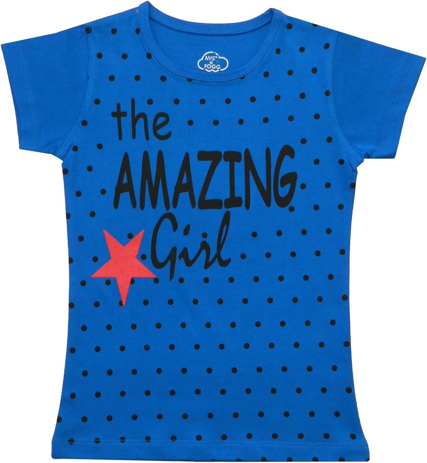 MIST N FOGG Pack of 1 Girls Cotton Blend T-Shirt ( Blue )