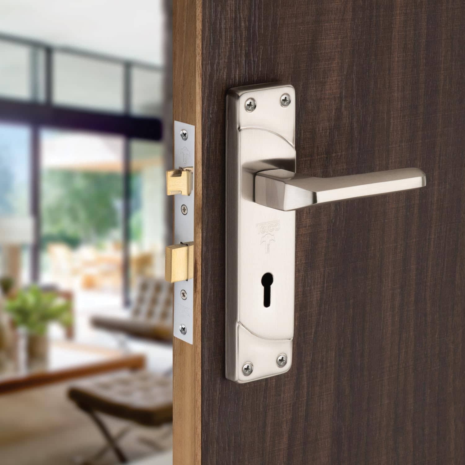 OJASS Steel High Quality Premium Range Lock Heavy Duty Mortise Door Lock Set Size 7 Inch Double Action Brass Latch Brass Bhogli with  Silver Finish 6 Lever Lockset for House Hotel Bedroom Living Room Main Door Pack of 1 set (BML65+S07SSNL)
