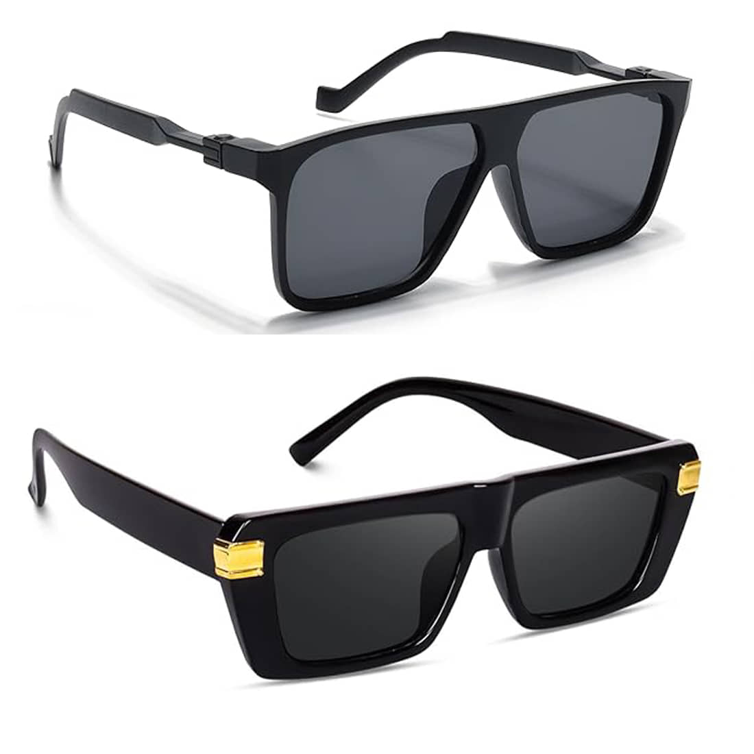 Elligator Black Rectangular Sunglasses ( Pack of 2 ) - Sunglasses | Buy online on ZillyBuy