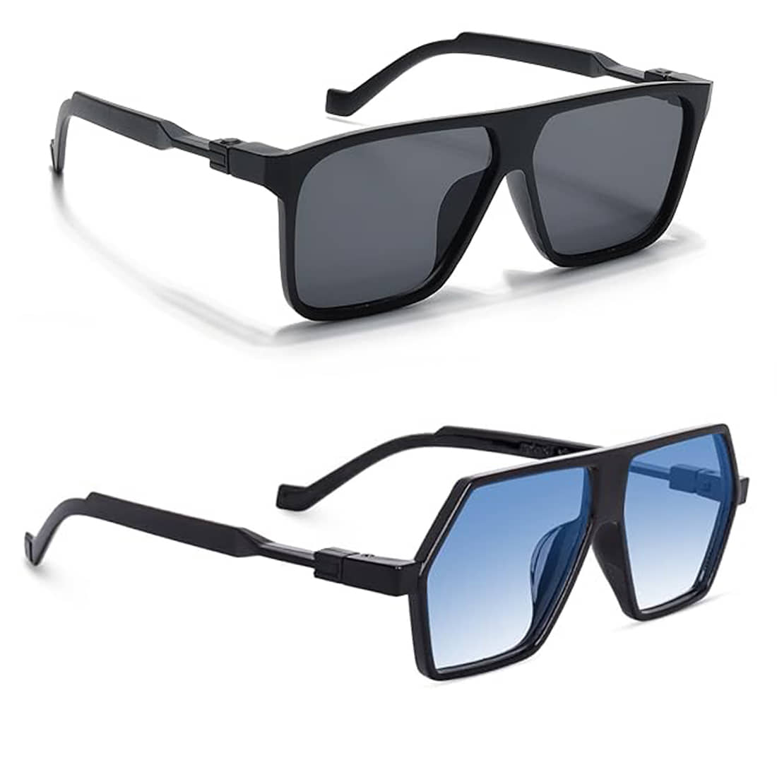Elligator Black Rectangular Sunglasses ( Pack of 2 ) - Sunglasses | Buy online on ZillyBuy