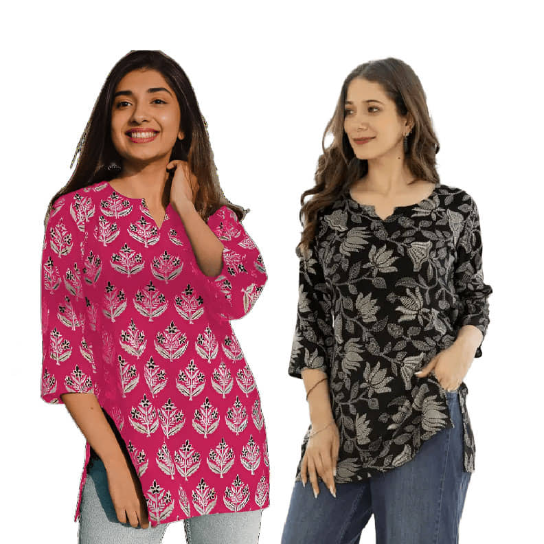 AK FASHION MALL Women Cotton Blend Printed A-line Kurti ( Blue ) - Kurtis, Tunics | Buy online on ZillyBuy