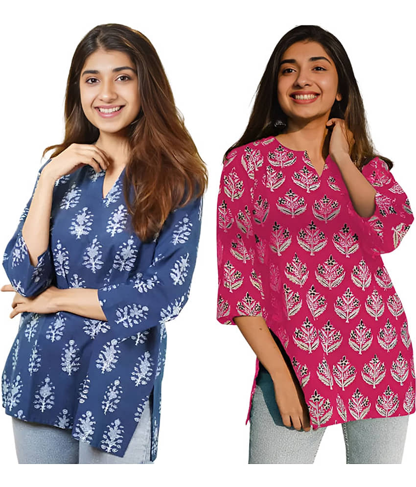 AK FASHION MALL Women Cotton Blend Printed A-line Kurti ( Blue ) - Kurtis, Tunics | Buy online on ZillyBuy