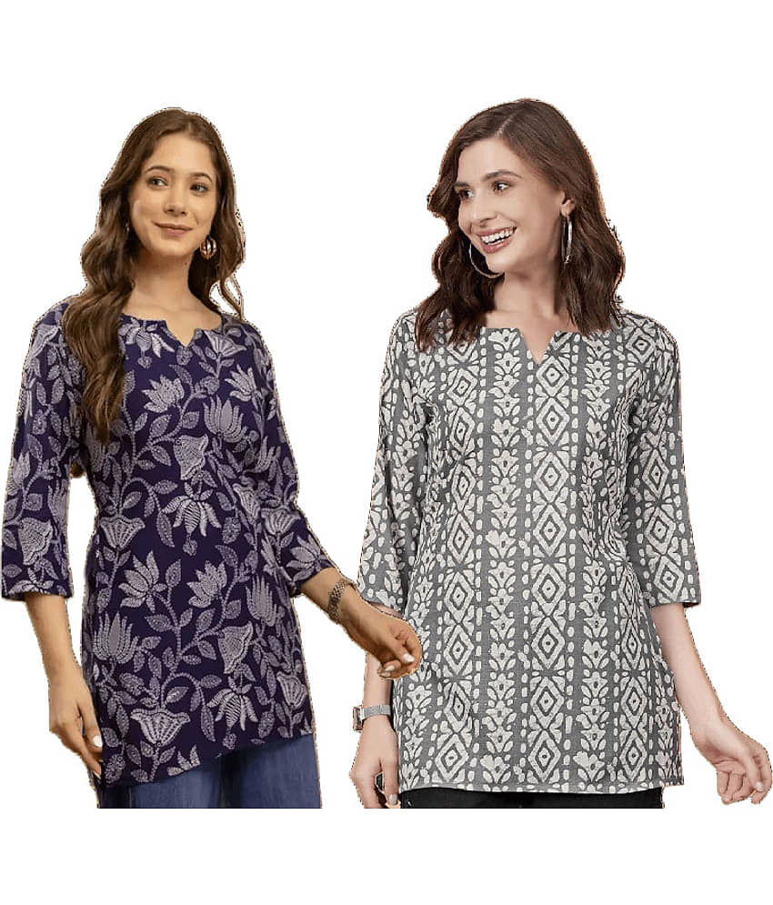 AK FASHION MALL Women Cotton Blend Printed A-line Kurti ( Blue ) - Kurtis, Tunics | Buy online on ZillyBuy