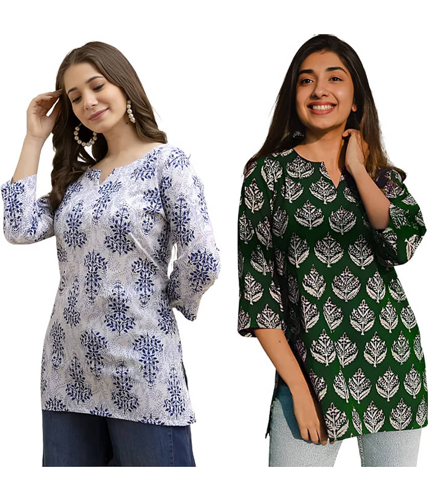 AK FASHION MALL Women Cotton Blend Printed A-line Kurti ( Blue ) - Kurtis, Tunics | Buy online on ZillyBuy