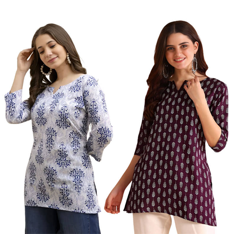 AK FASHION MALL Women Cotton Blend Printed A-line Kurti ( Blue ) - Kurtis, Tunics | Buy online on ZillyBuy