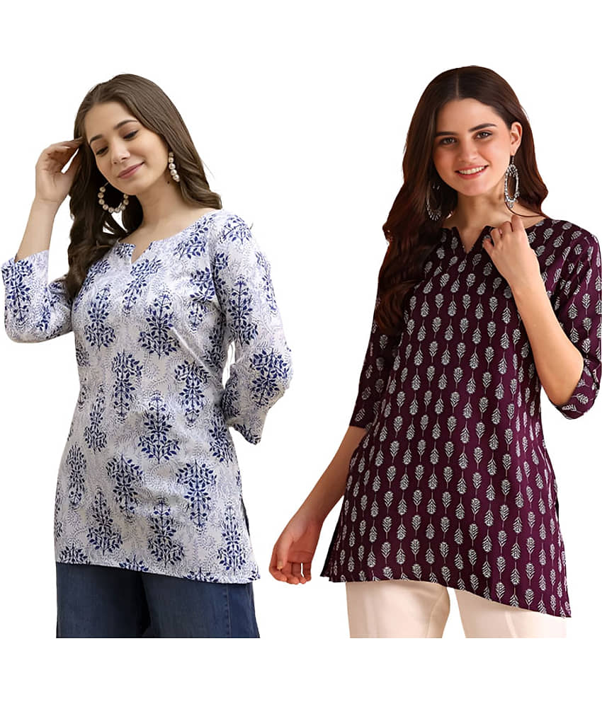 AK FASHION MALL Women Cotton Blend Printed A-line Kurti ( Blue ) - Kurtis, Tunics | Buy online on ZillyBuy