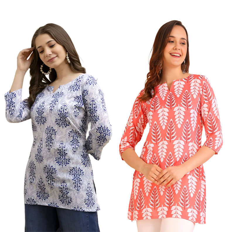 AK FASHION MALL Women Cotton Blend Printed A-line Kurti ( Blue ) - Kurtis, Tunics | Buy online on ZillyBuy