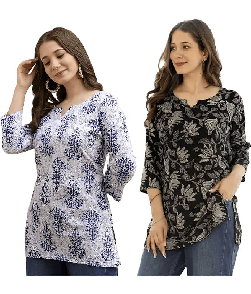 AK FASHION MALL Women Cotton Blend Printed A-line Kurti ( Blue ) - Kurtis, Tunics | Buy online on ZillyBuy