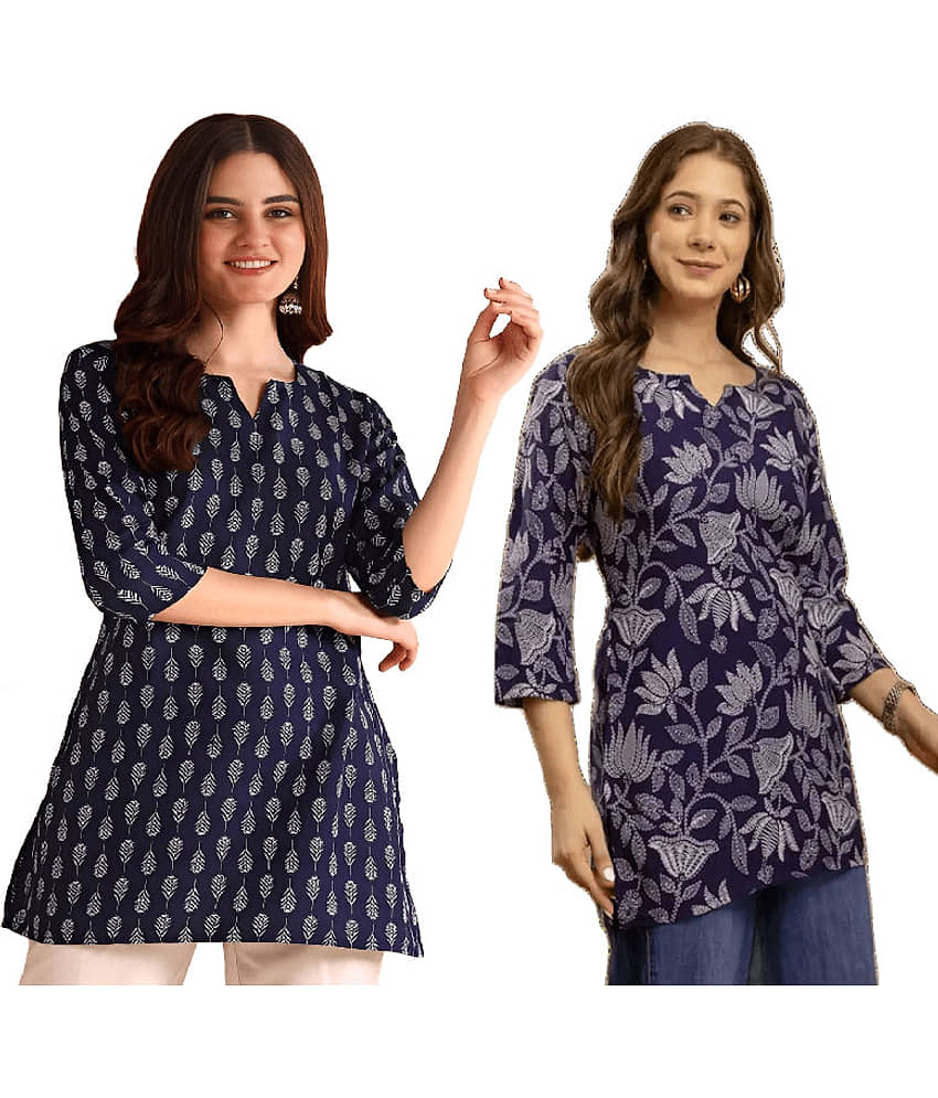 AK FASHION MALL Women Cotton Blend Printed A-line Kurti ( Blue ) - Kurtis, Tunics | Buy online on ZillyBuy
