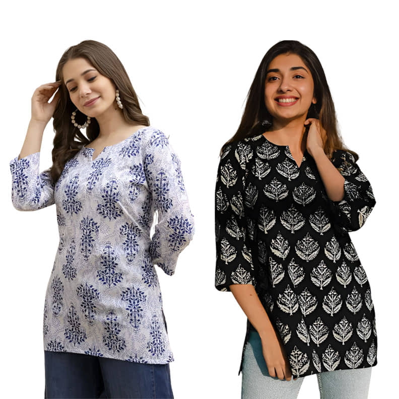 AK FASHION MALL Women Cotton Blend Printed A-line Kurti ( Blue ) - Kurtis, Tunics | Buy online on ZillyBuy