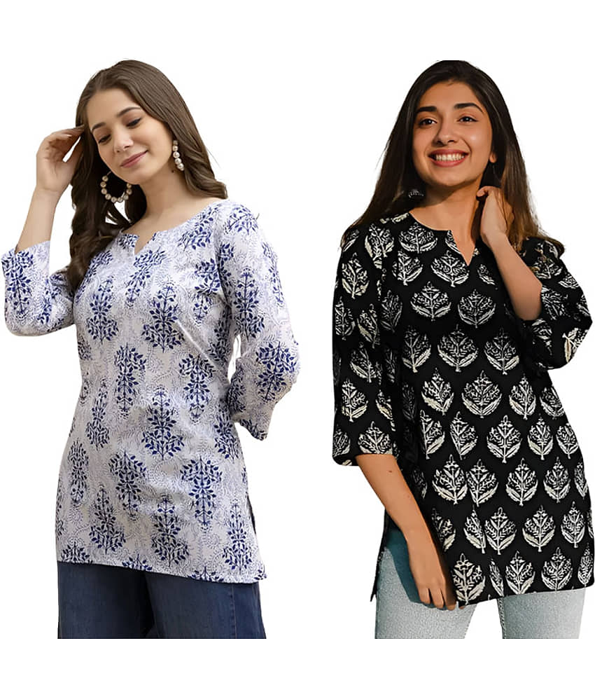 AK FASHION MALL Women Cotton Blend Printed A-line Kurti ( Blue ) - Kurtis, Tunics | Buy online on ZillyBuy