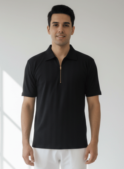 Dollar Men Cotton Blend Regular Fit Solid Polo T Shirt ( Navy )