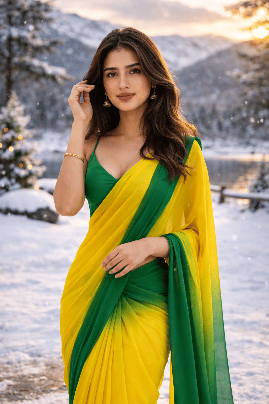 Sidhidata Georgette Solid Leheriya Saree With Unstitched Blouse Piece ( Yellow ) - Sarees | Buy online on ZillyBuy
