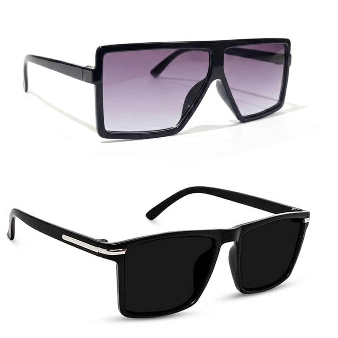 Elligator Black Rectangular Sunglasses ( Pack of 2 ) - Sunglasses | Buy online on ZillyBuy