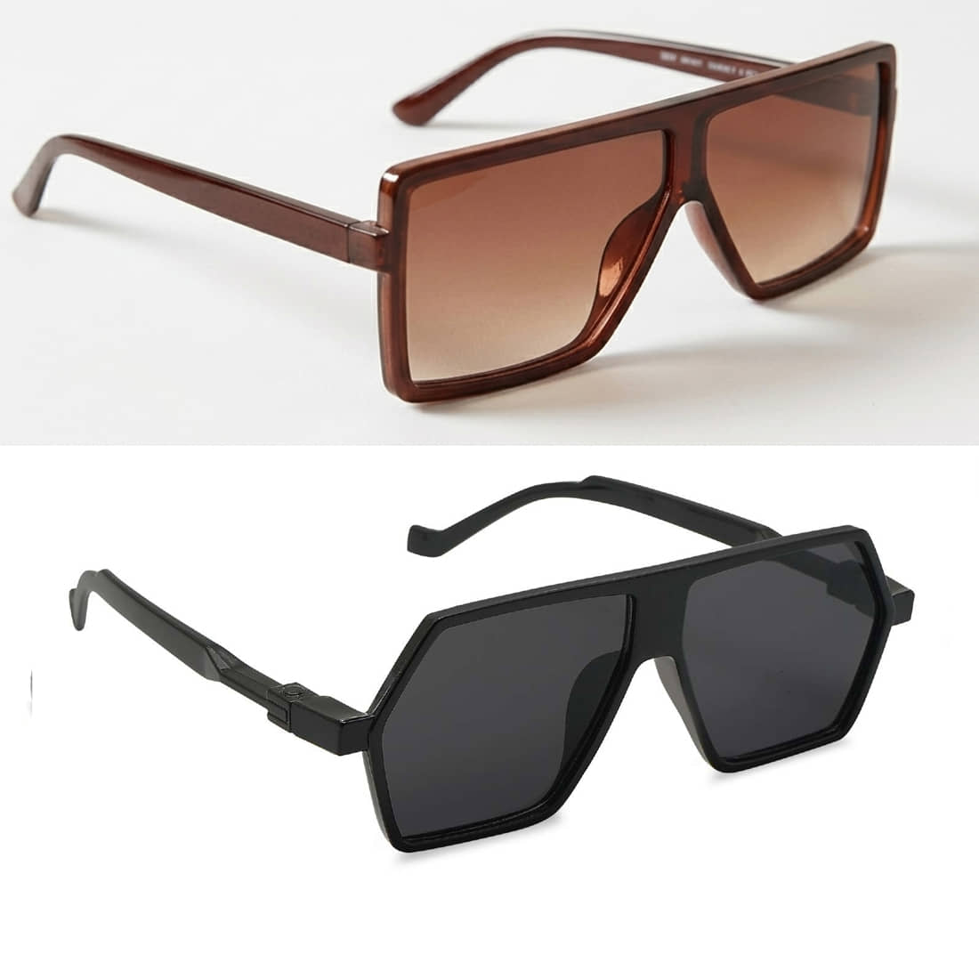 Elligator Brown Rectangular Sunglasses ( Pack of 1 )