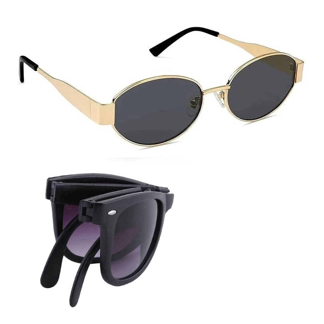 Elligator Cream Oval Sunglasses ( Pack of 2 ) - Sunglasses | Buy online on ZillyBuy