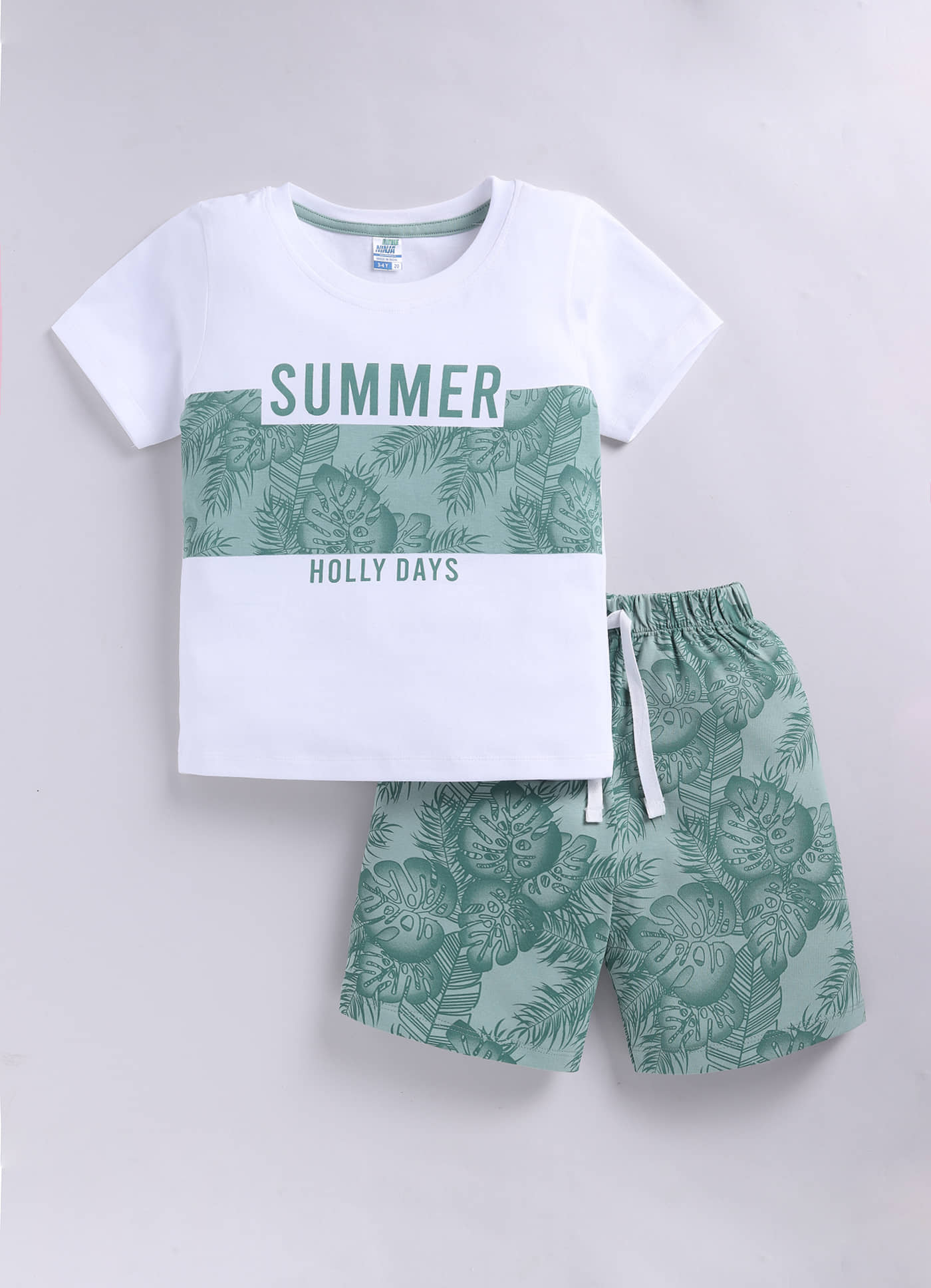 Little Ninja Baby Boys Cotton T-Shirt & Shorts Set ( Green , Pack of 1 )