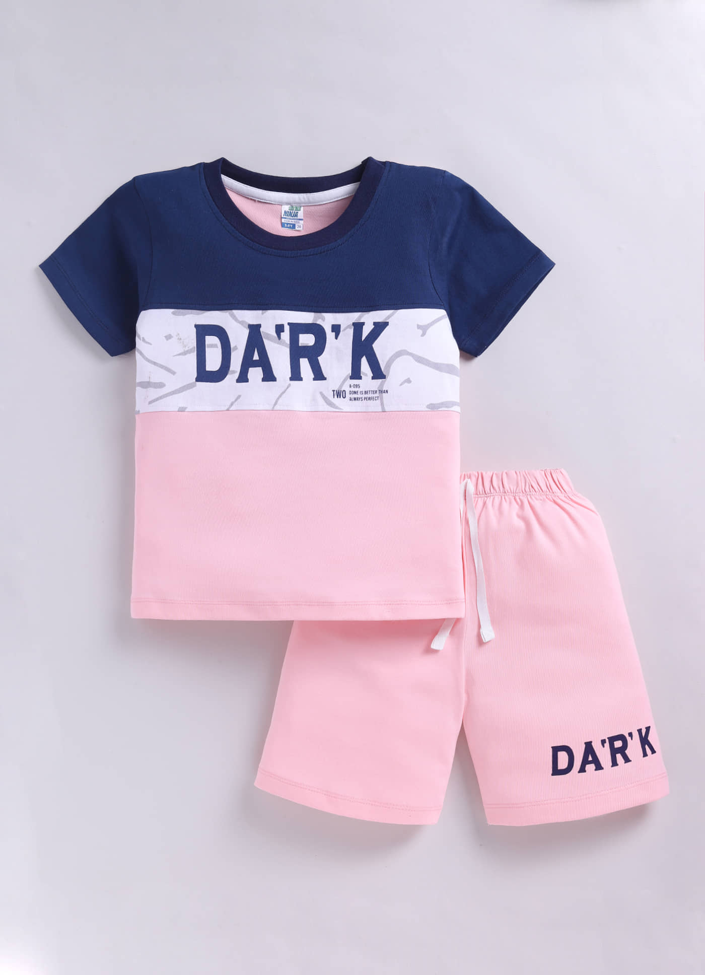 Little Ninja Baby Boys Cotton T-Shirt & Shorts Set ( Pink , Pack of 1 )