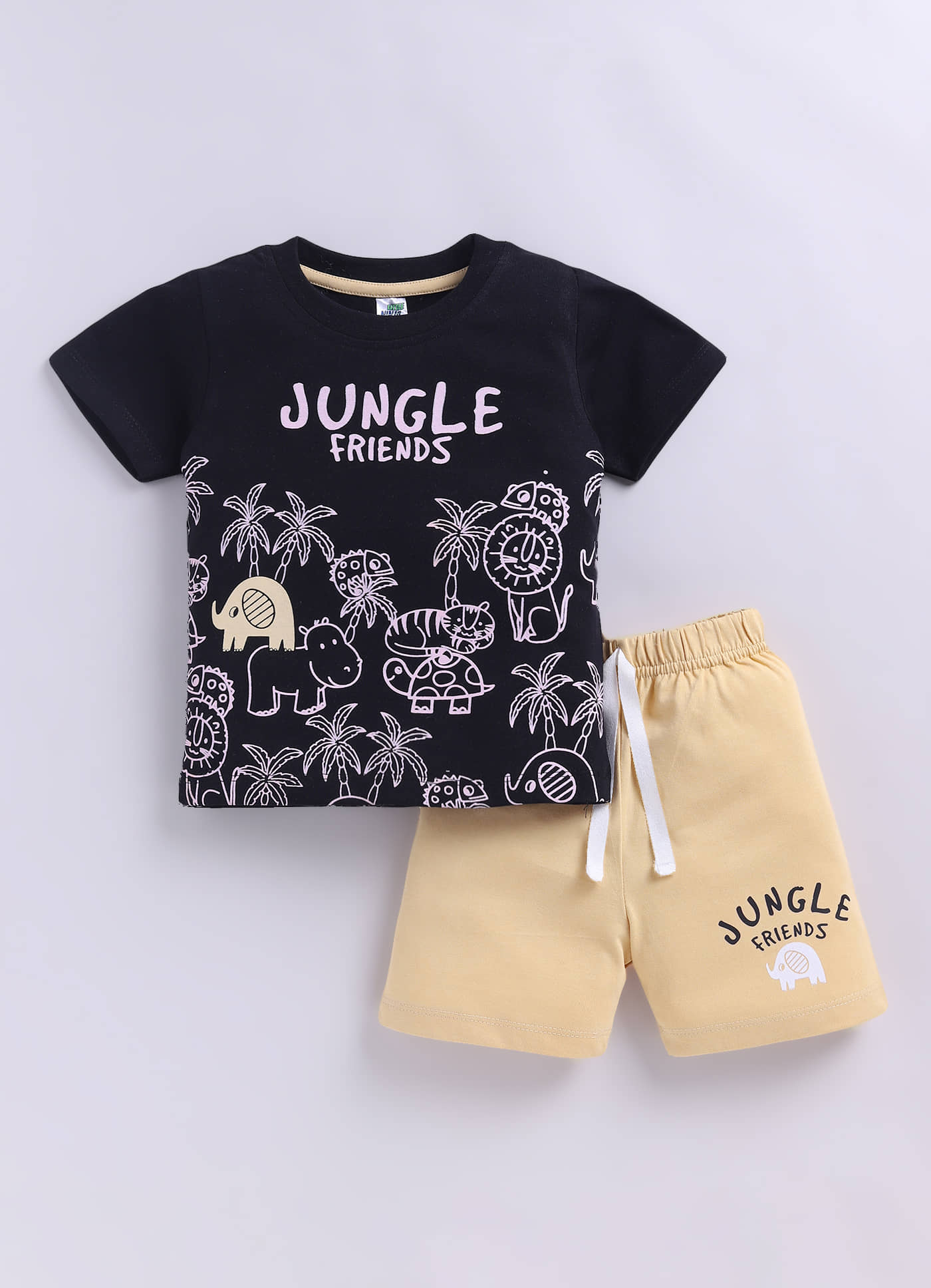 Little Ninja Baby Boys Cotton T-Shirt & Shorts Set ( Black , Pack of 1 )