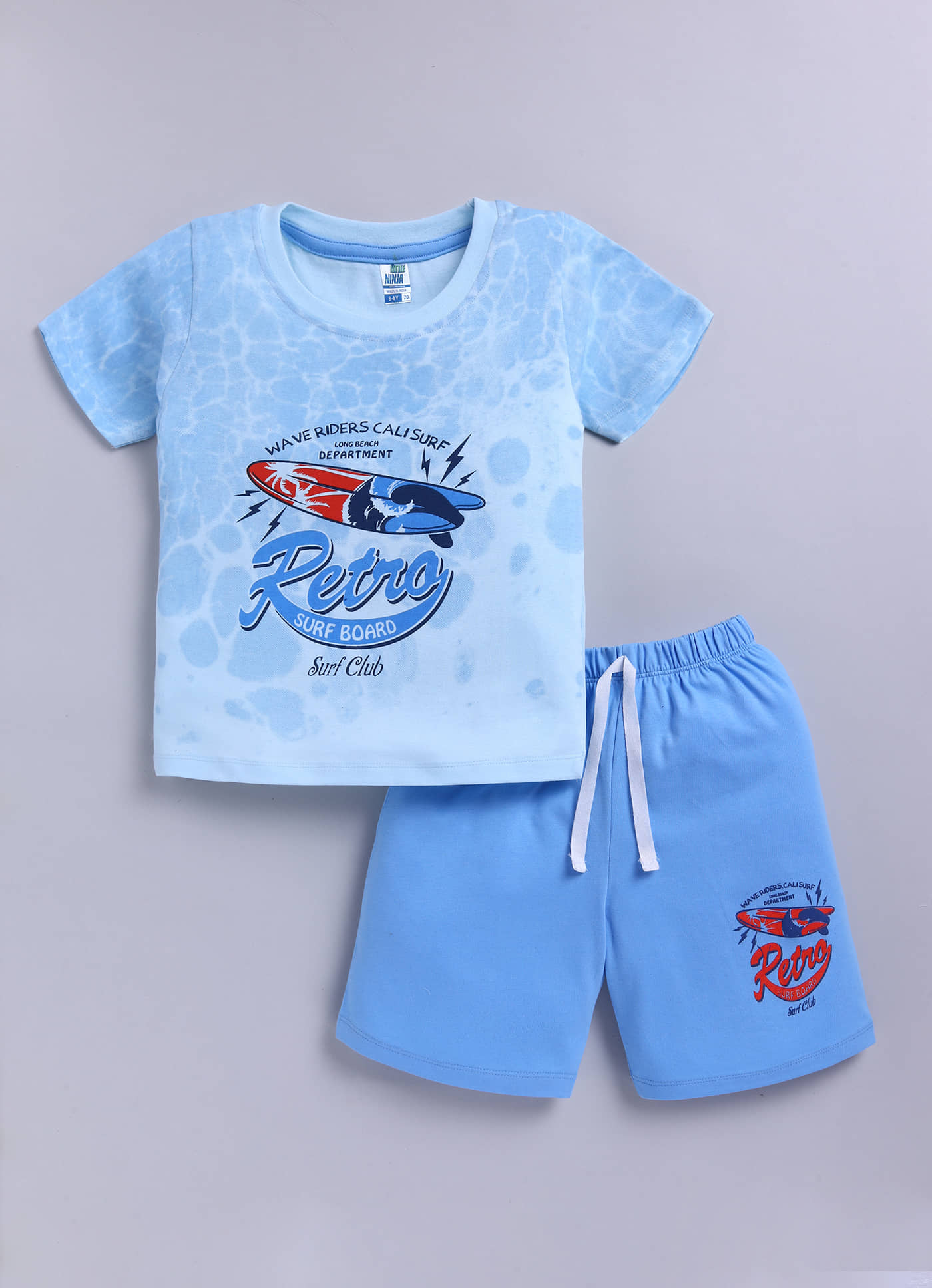 Little Ninja Baby Boys Cotton T-Shirt & Shorts Set ( Blue , Pack of 1 )